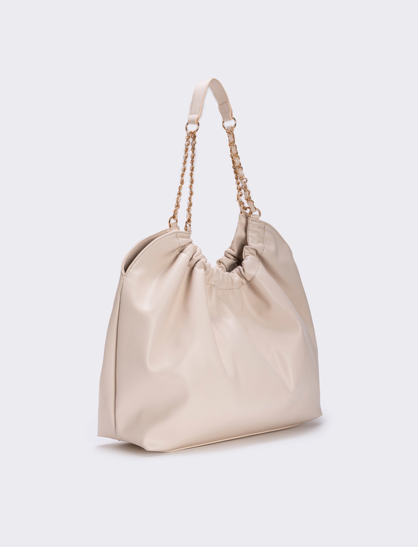 Shoulder Bag with Chain Strap - Beige