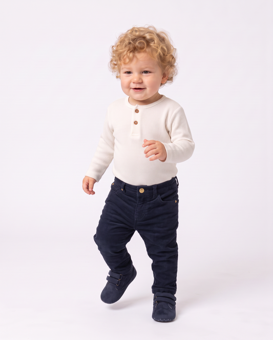 Pantaloni a costine in velluto casual - Blu