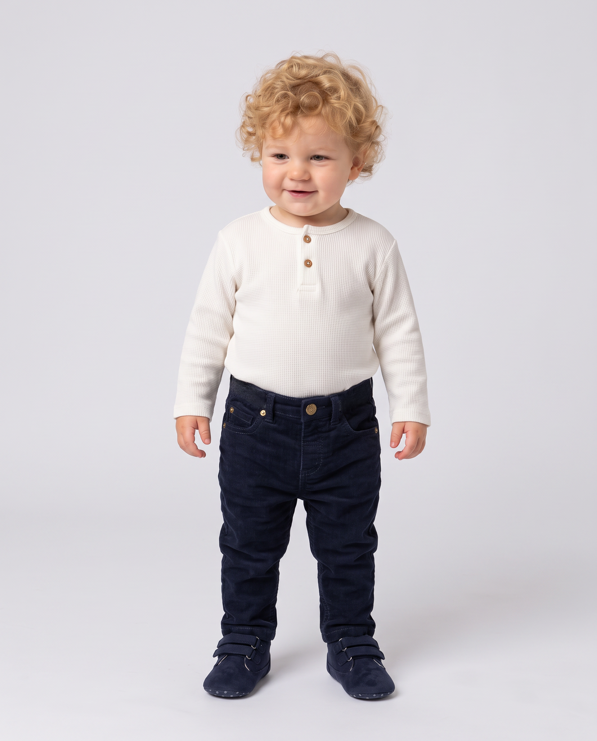 Pantaloni a costine in velluto casual - Blu