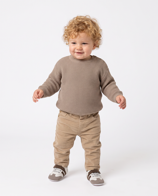 Pantaloni a costine in velluto casual - Beige