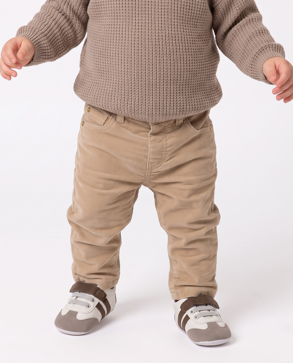 Pantaloni a costine in velluto casual - Beige