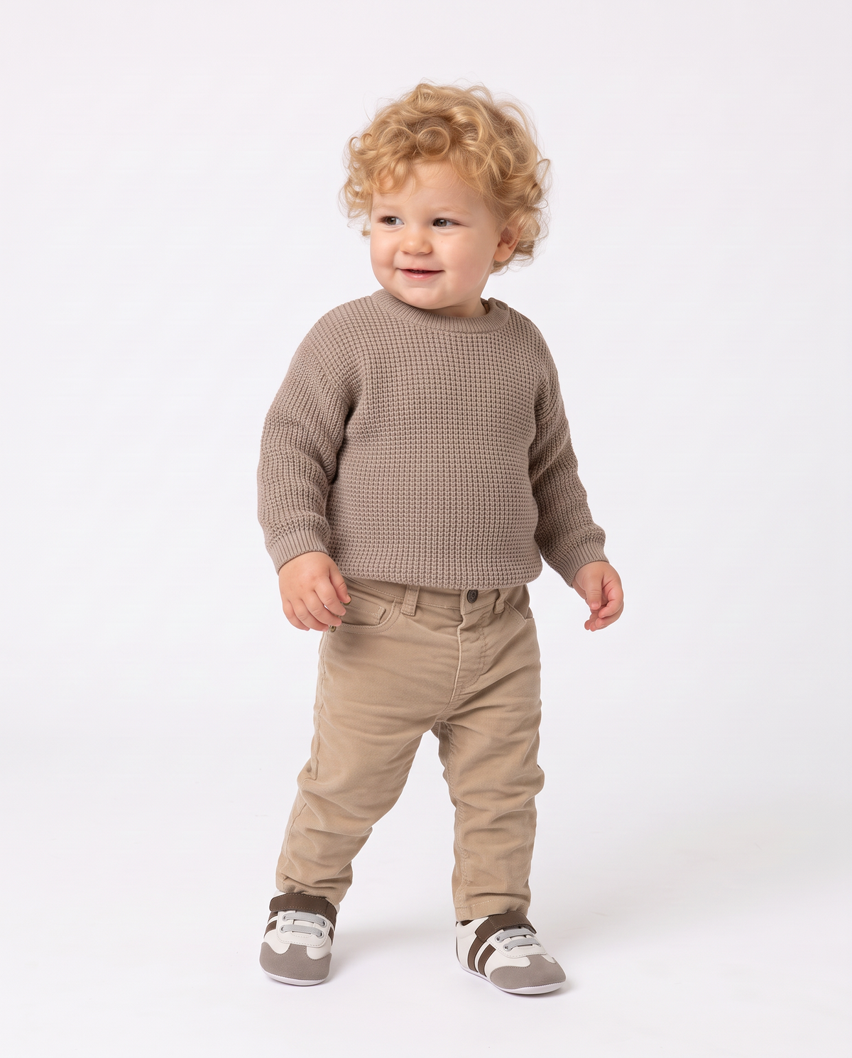 Pantaloni a costine in velluto casual - Beige