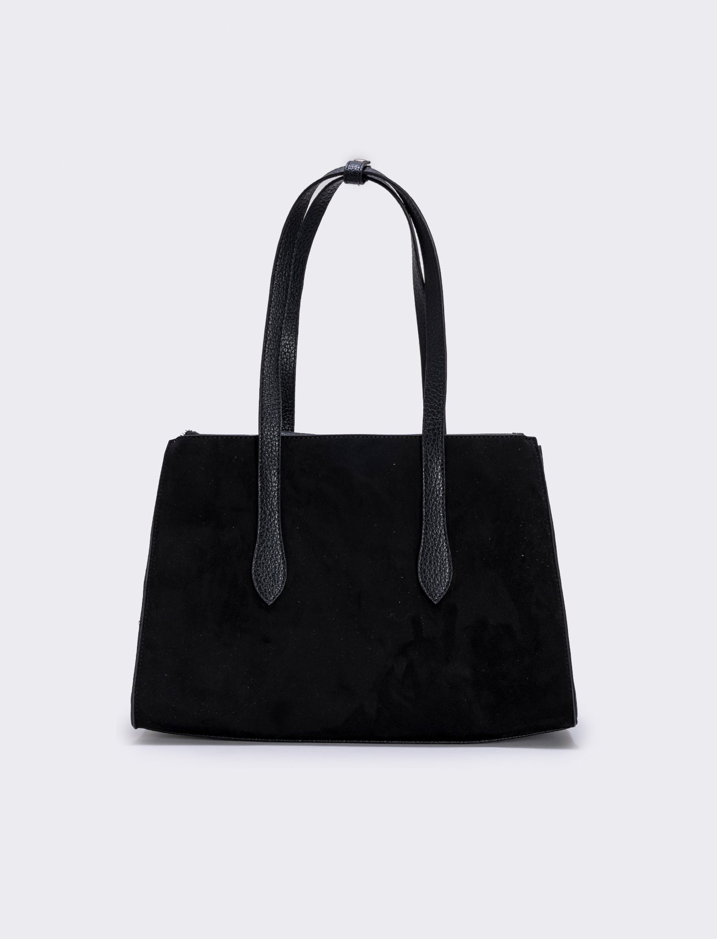 Borsa grande a spalla in suede - Nero