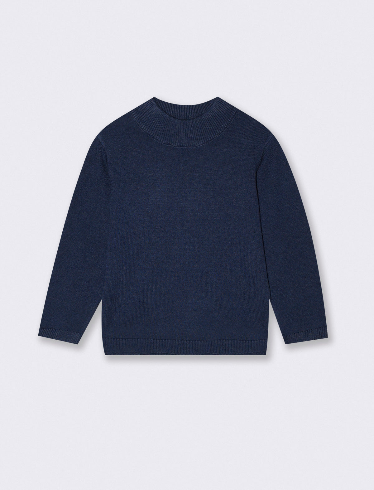 Solid Color High Neck Sweater Casual - Blue