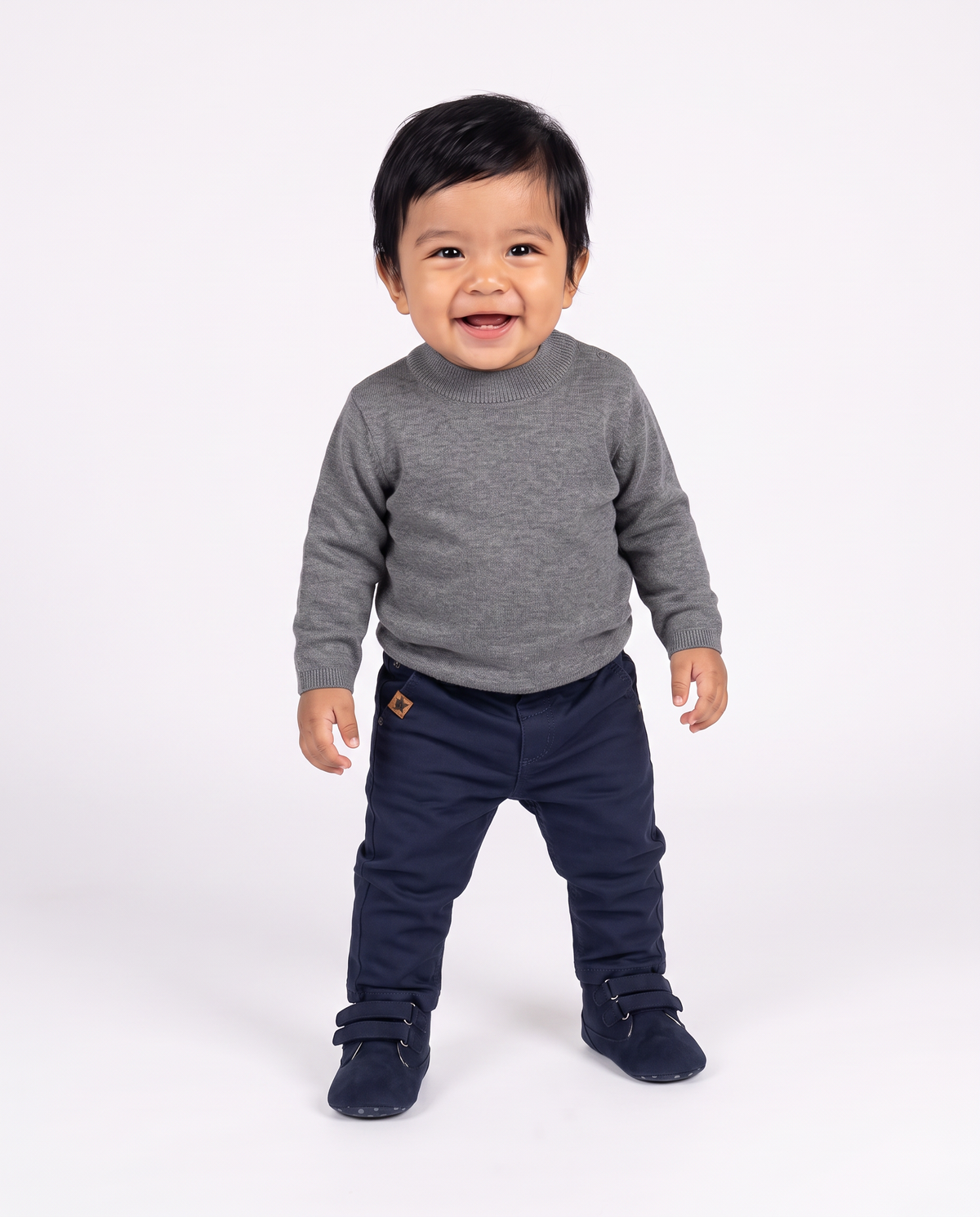 Maglia collo alto tinta unita casual - Grigio mel.