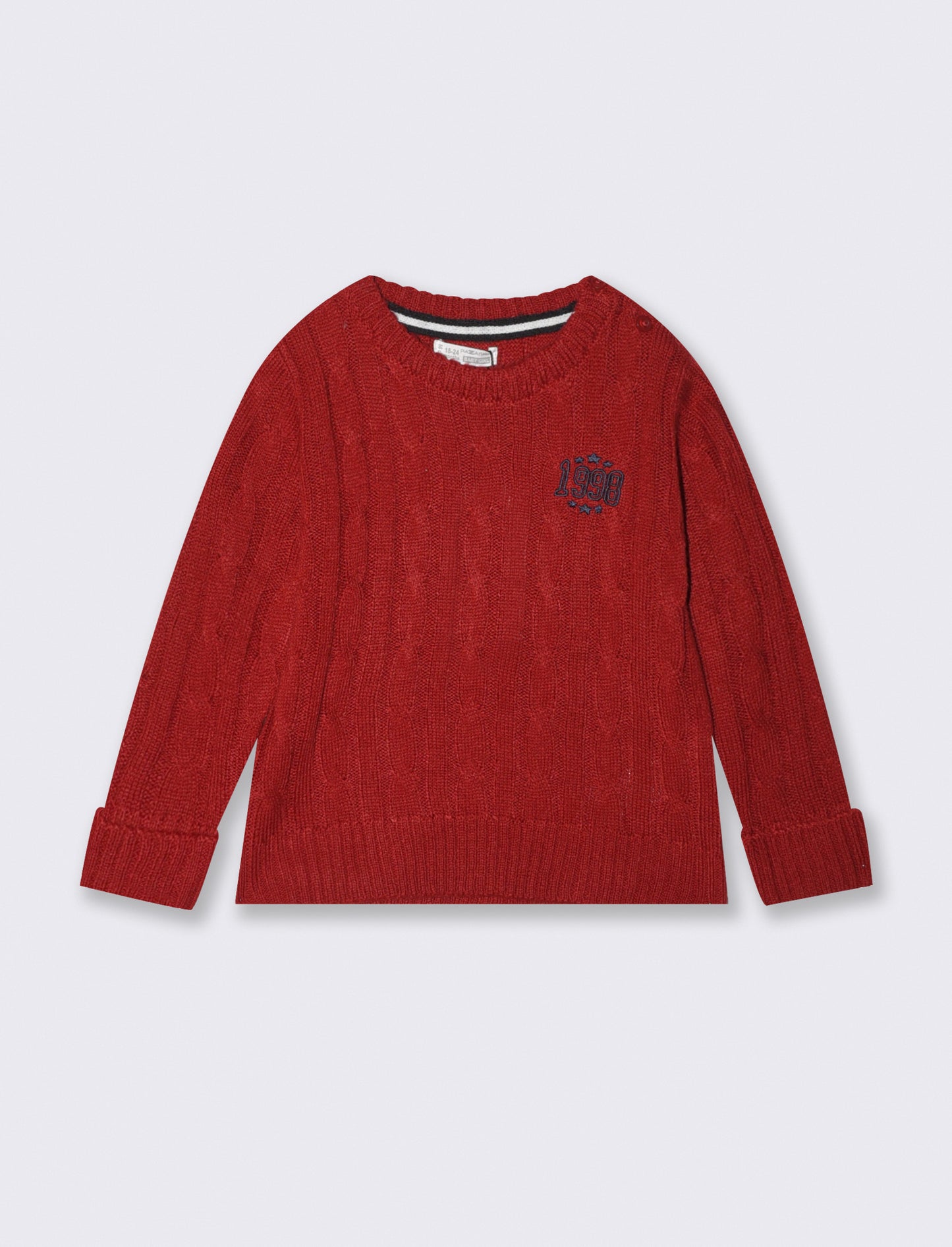 Maglia trecce con ricamo sul cuore - Rosso