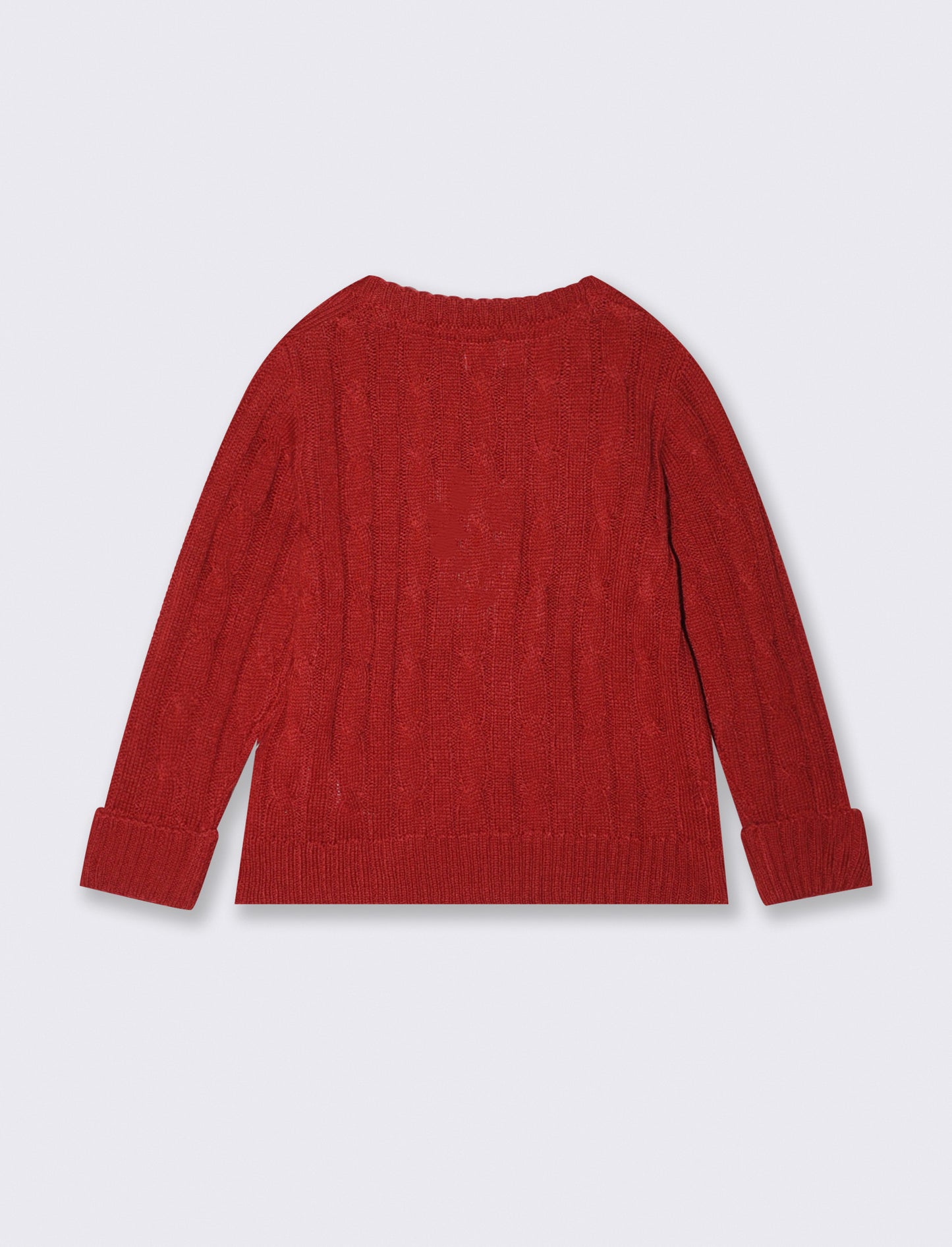 Maglia trecce con ricamo sul cuore - Rosso