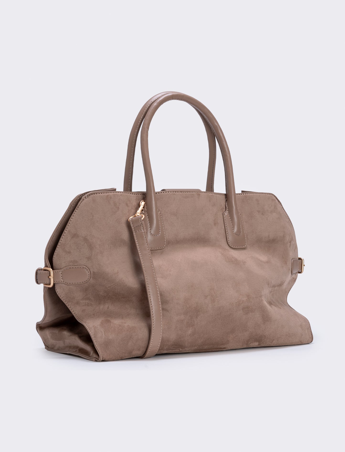 Borsa grande suede con manici sintetici - Beige