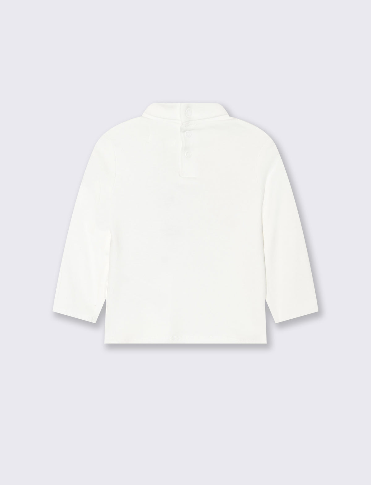 High Neck Casual Print T-Shirt - White