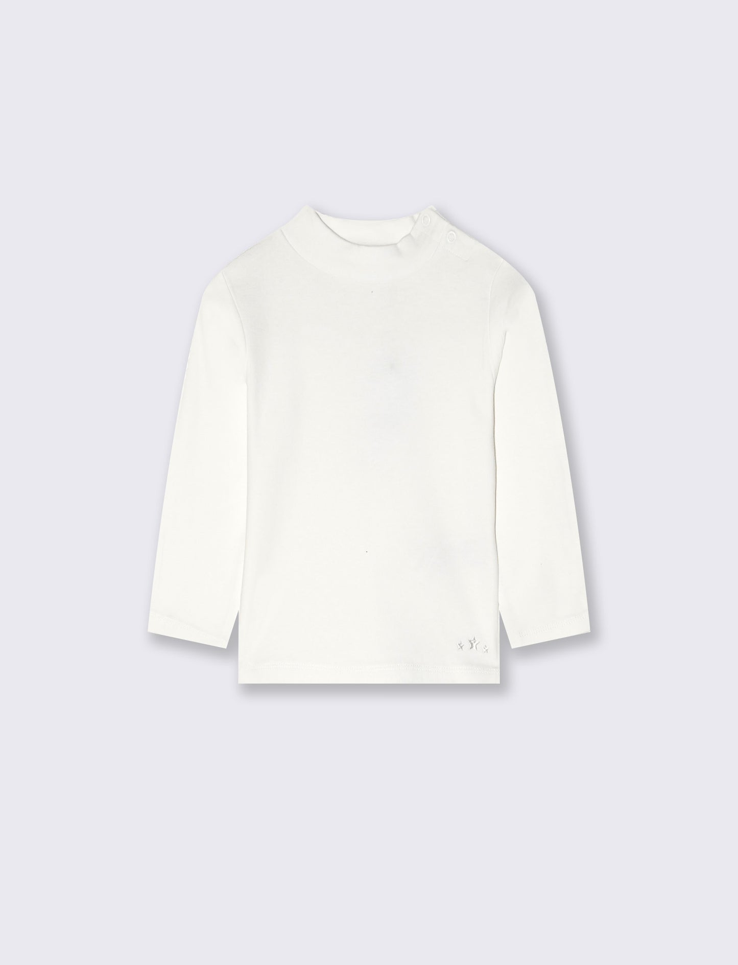 Turtleneck solid color interlock T-shirt - White