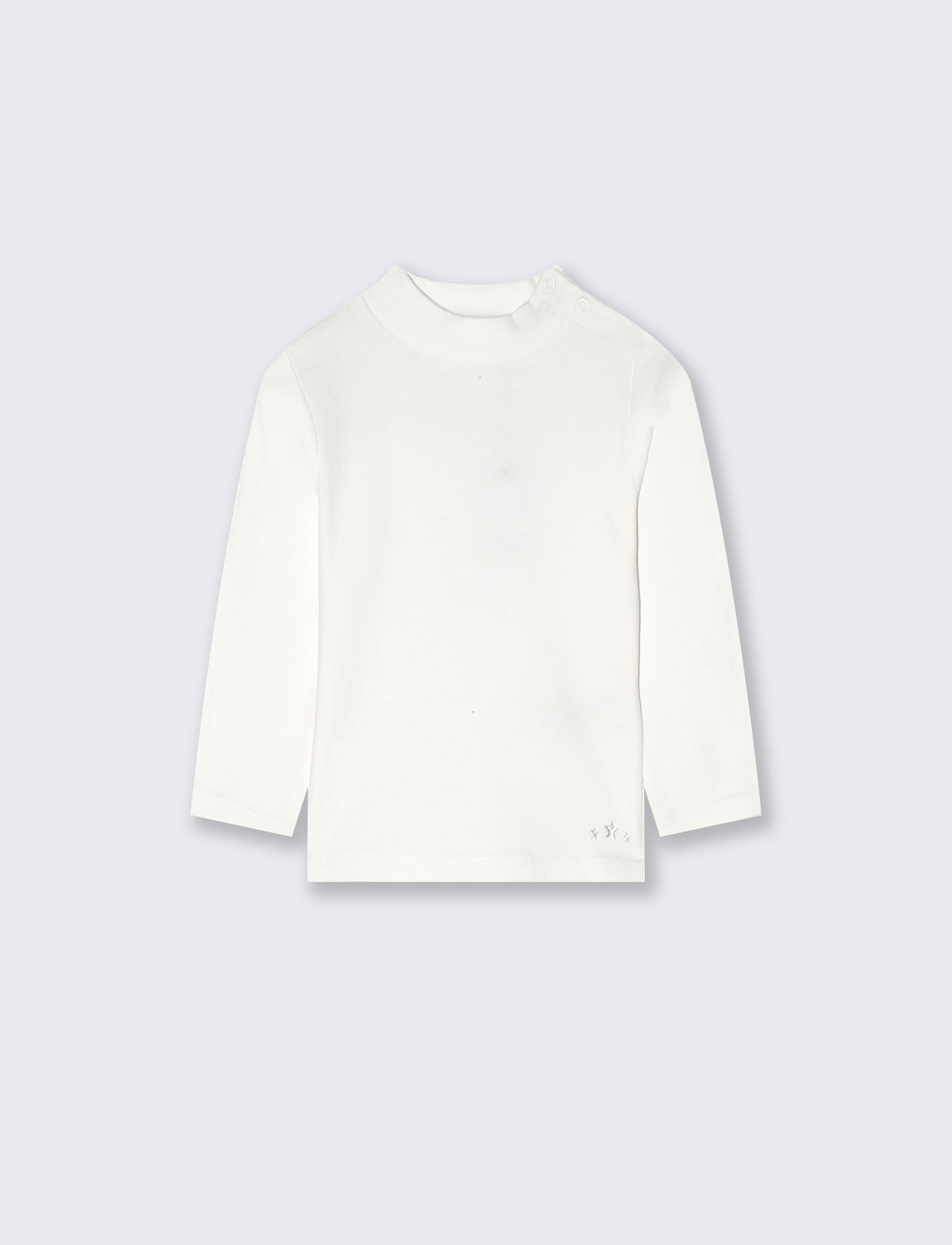 T-shirt interlock collo alto tinta unita - Bianco latte