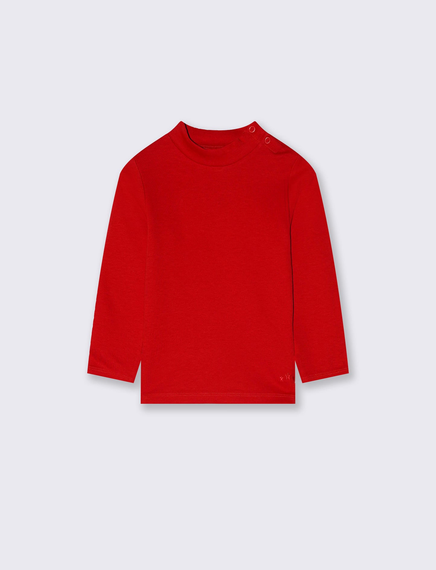 Turtleneck solid color interlock T-shirt - Red