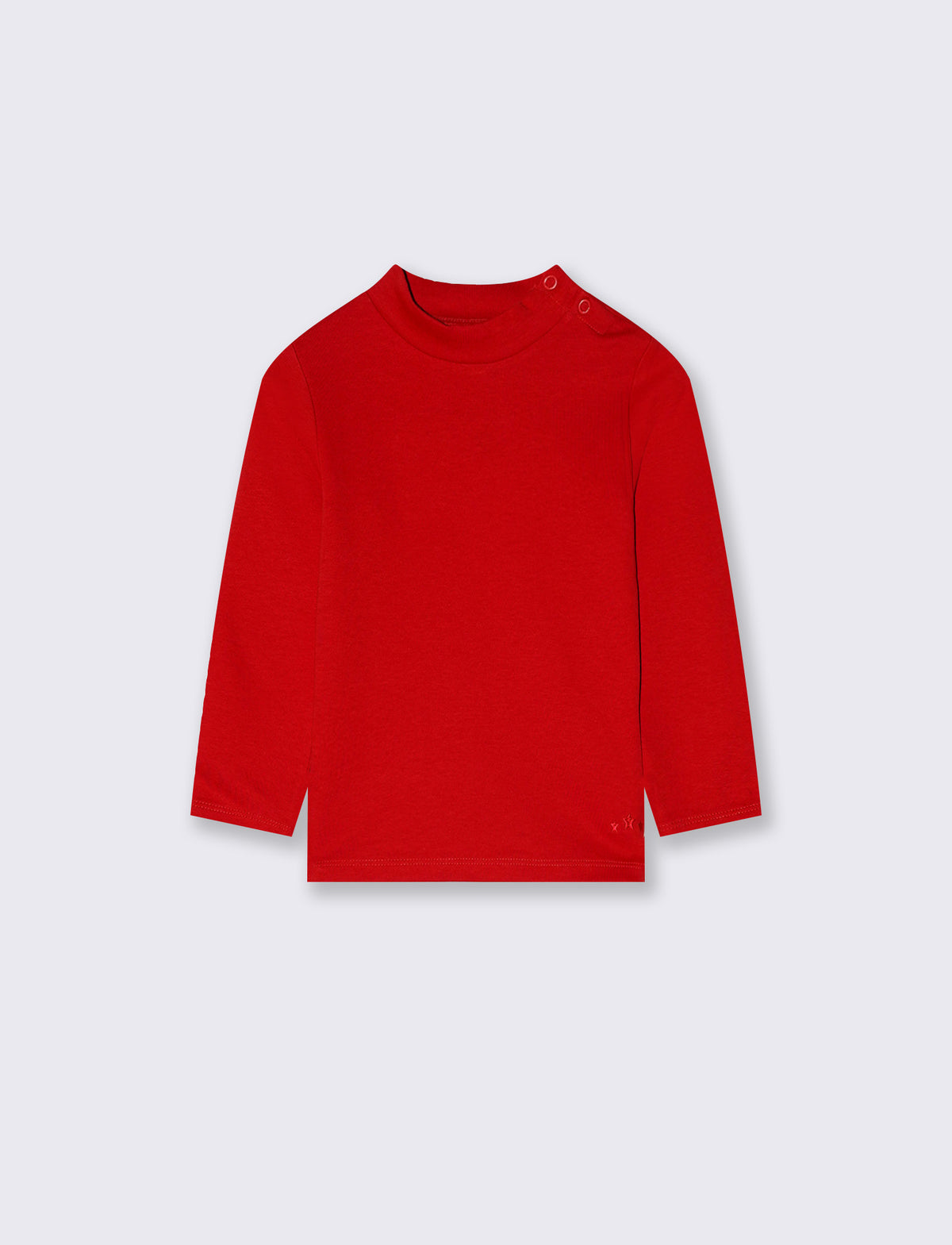 Turtleneck solid color interlock T-shirt - Red