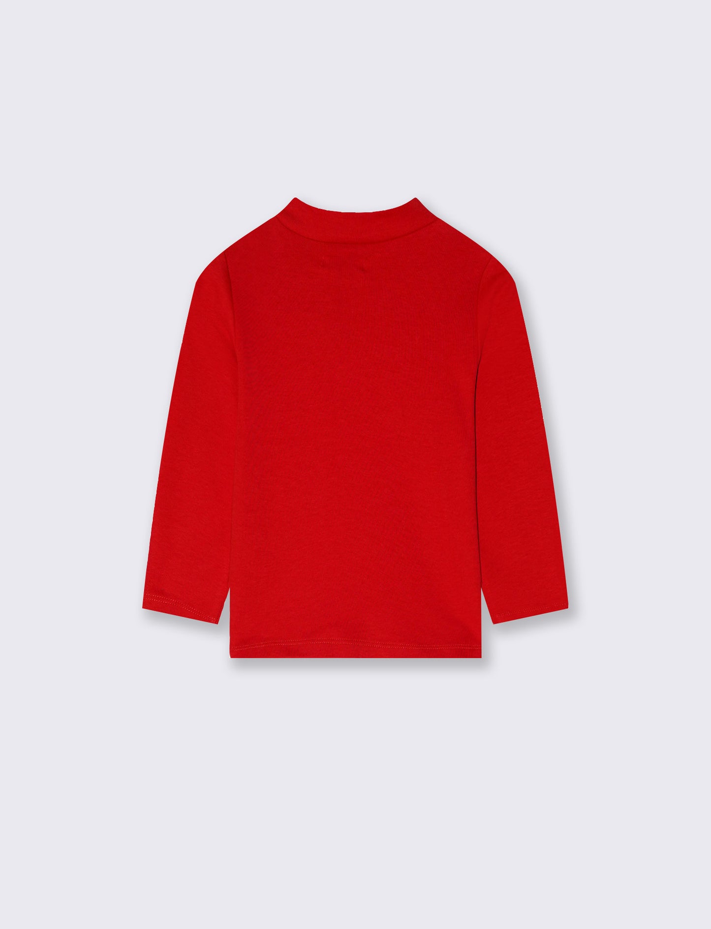 Turtleneck solid color interlock T-shirt - Red