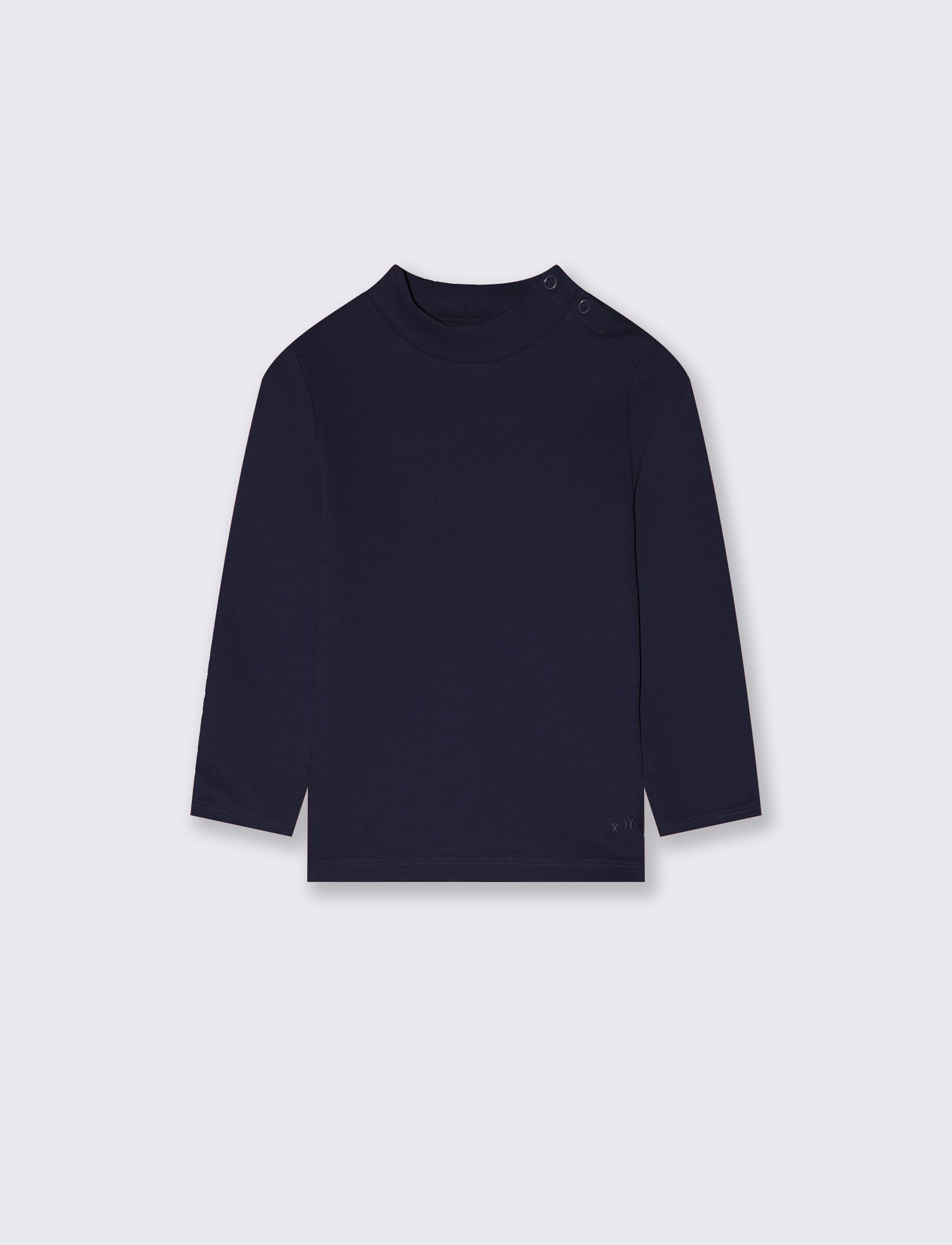 Turtleneck solid color interlock T-shirt - Blue