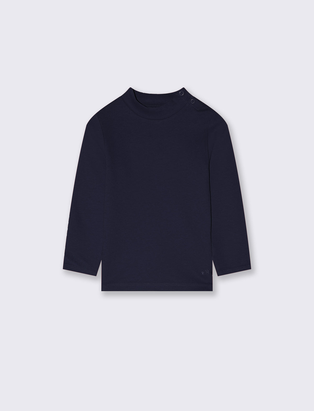 Turtleneck solid color interlock T-shirt - Blue