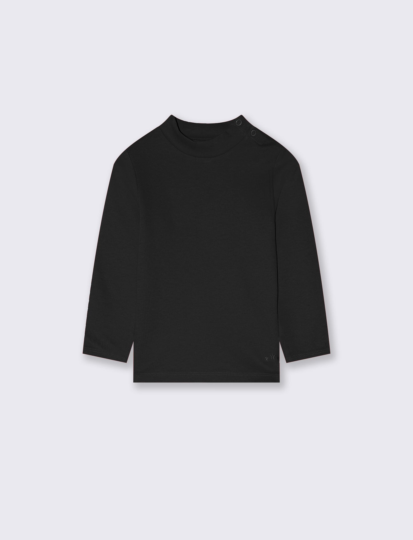 Turtleneck solid color interlock T-shirt - Black