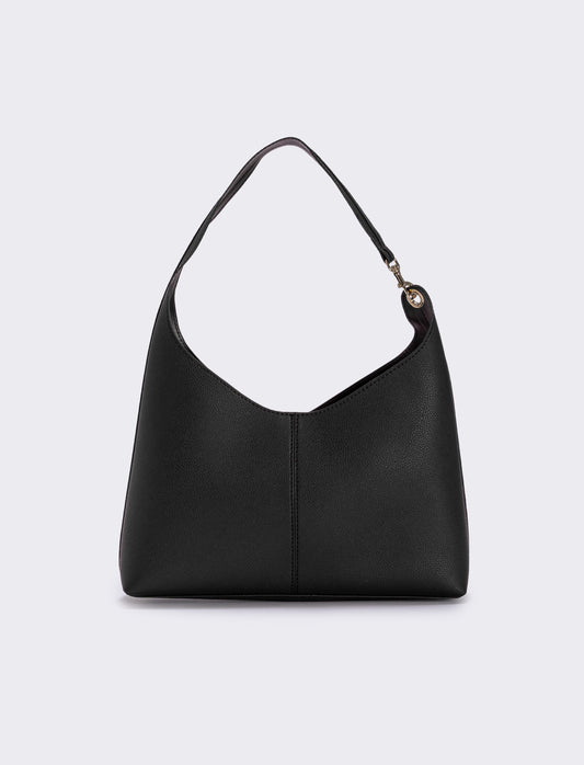 Borsa a spalla con gancio sintetica - Nero