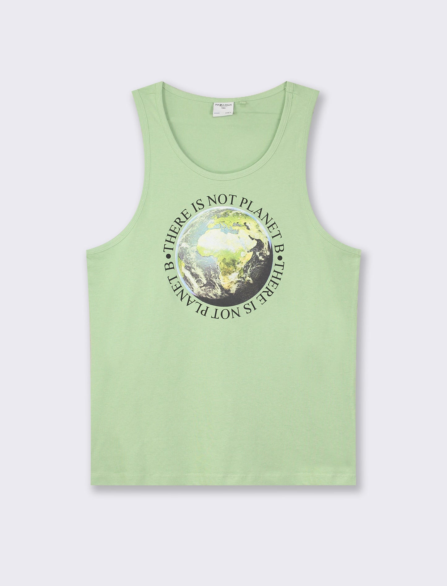 Cotton Regular Fit Tank Top with Front Print - Green