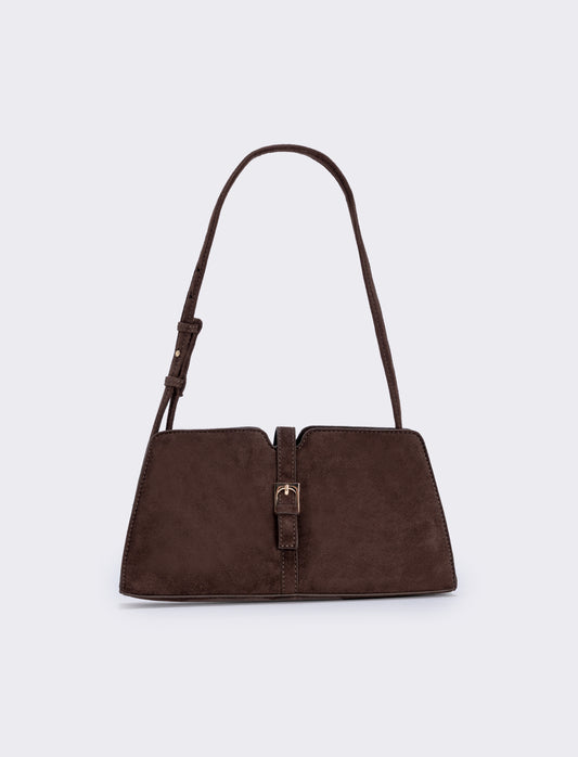 Borsetta suede con fibbia elegante - Moro