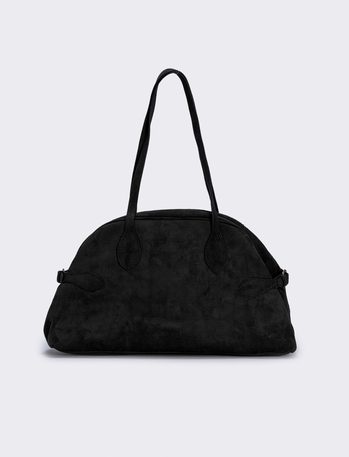 Borsa bowling suede stampa cocco - Nero
