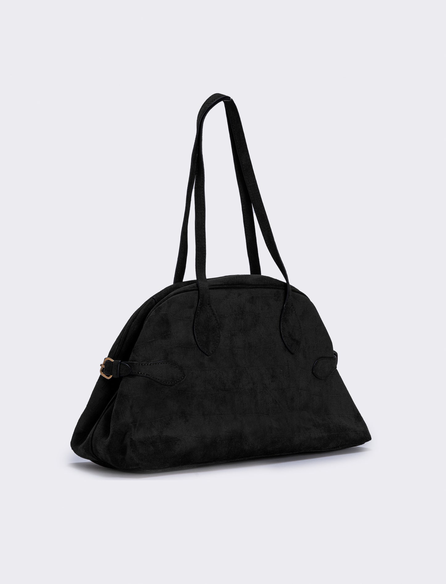 Borsa bowling suede stampa cocco - Nero