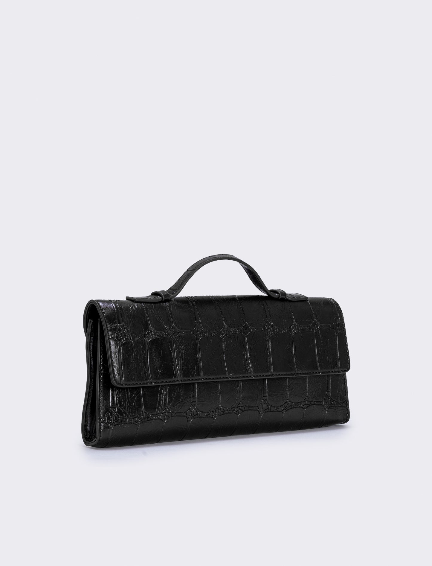Rectangular handbag with crocodile print - Black