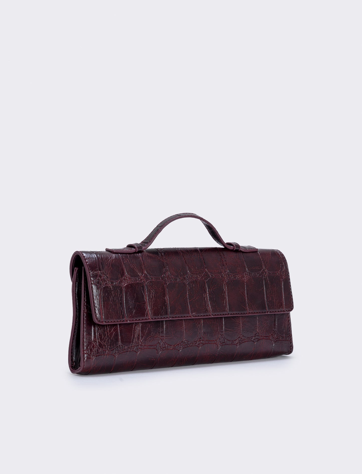Rectangular handbag with crocodile print - Red