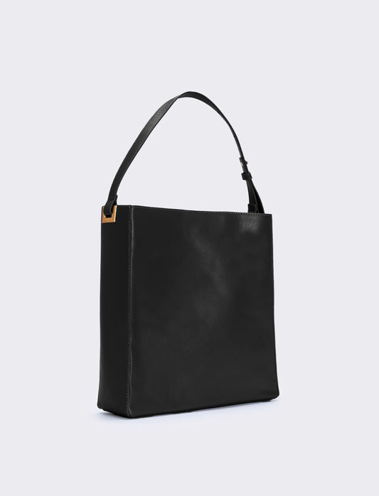 Square synthetic shoulder bag - Black