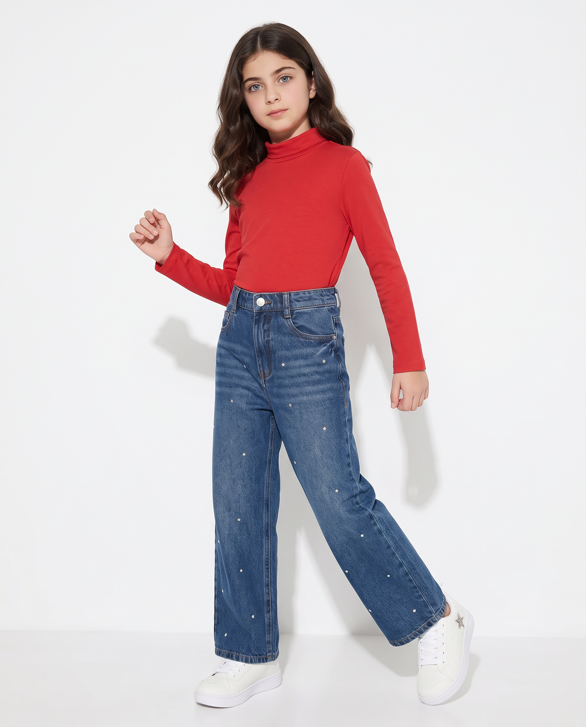 Long sleeve high neck T-shirt interlock - Red
