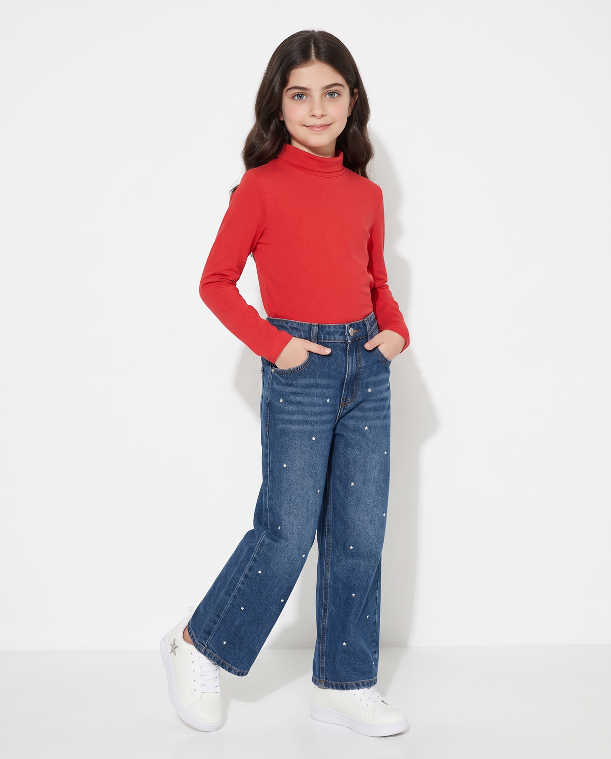 Long sleeve high neck T-shirt interlock - Red