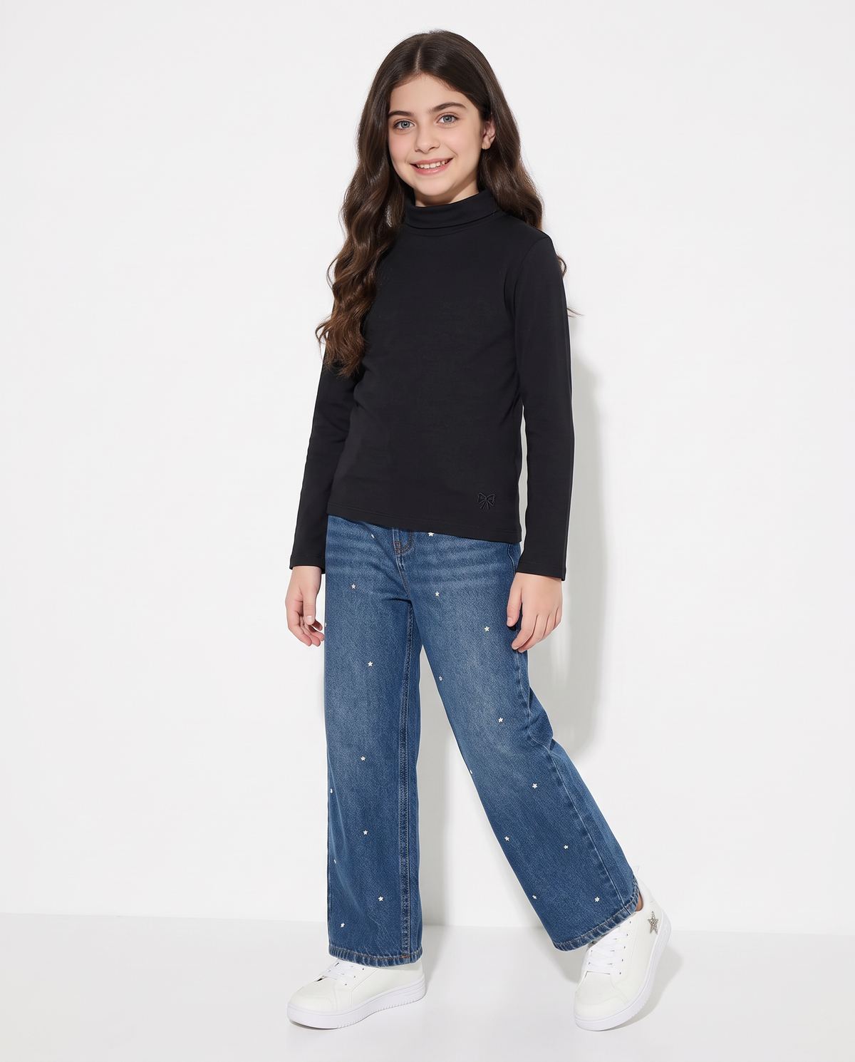 Long sleeve high neck T-shirt interlock - Black