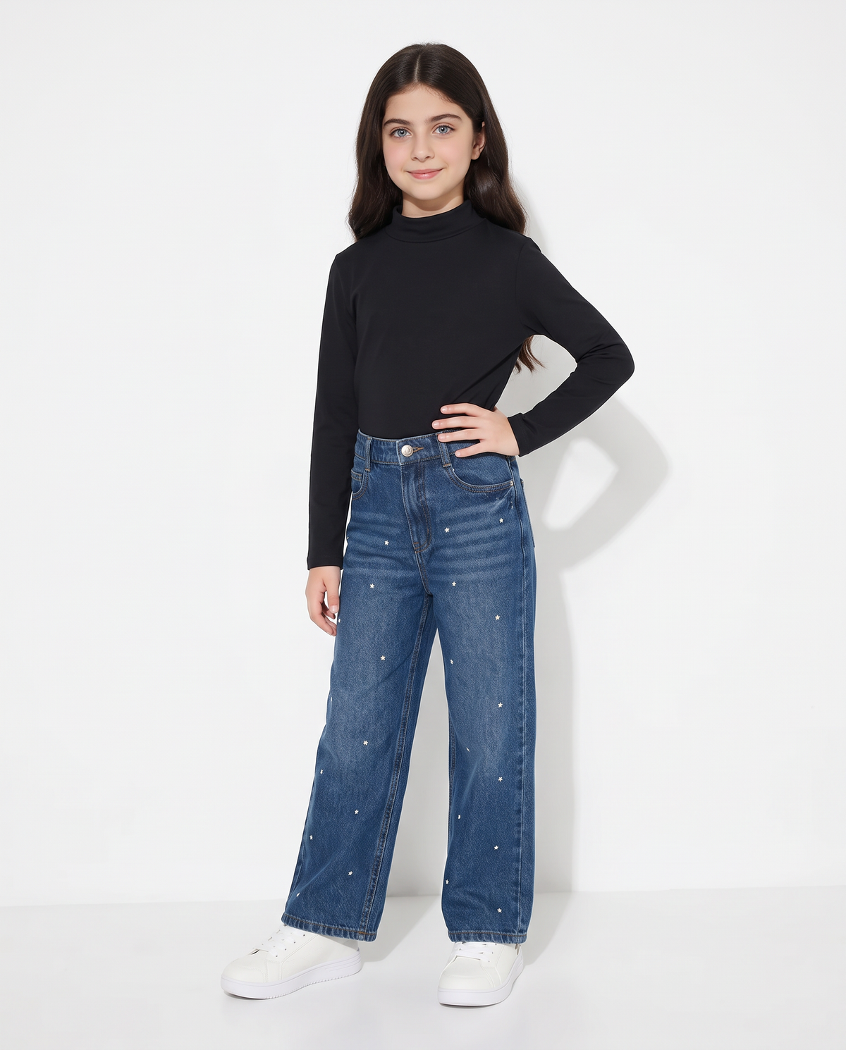 Long sleeve high neck T-shirt interlock - Black
