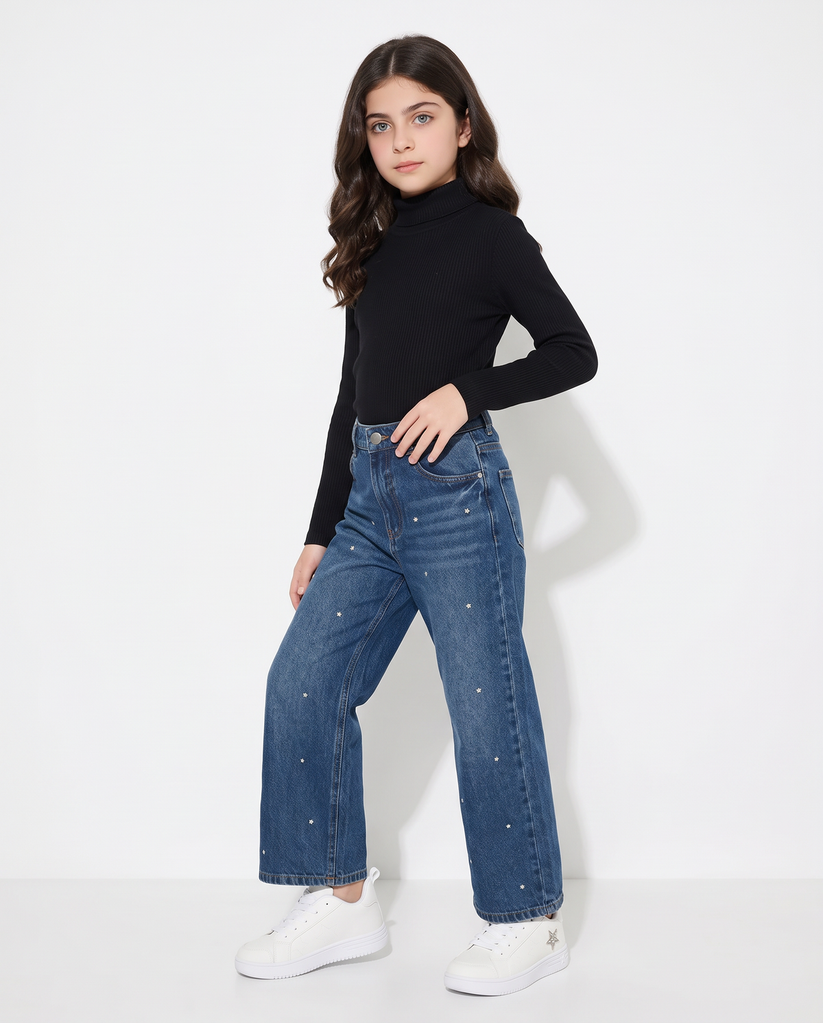 Long sleeve high neck T-shirt interlock - Black