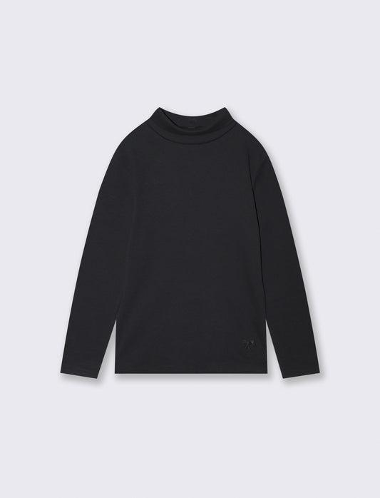 Long sleeve high neck T-shirt interlock - Black