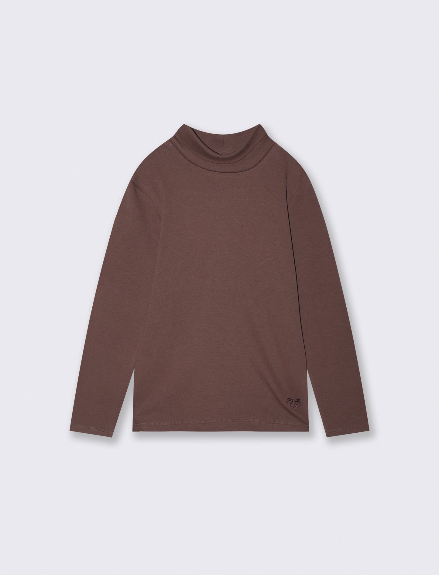 Long sleeve high neck T-shirt interlock - Brown