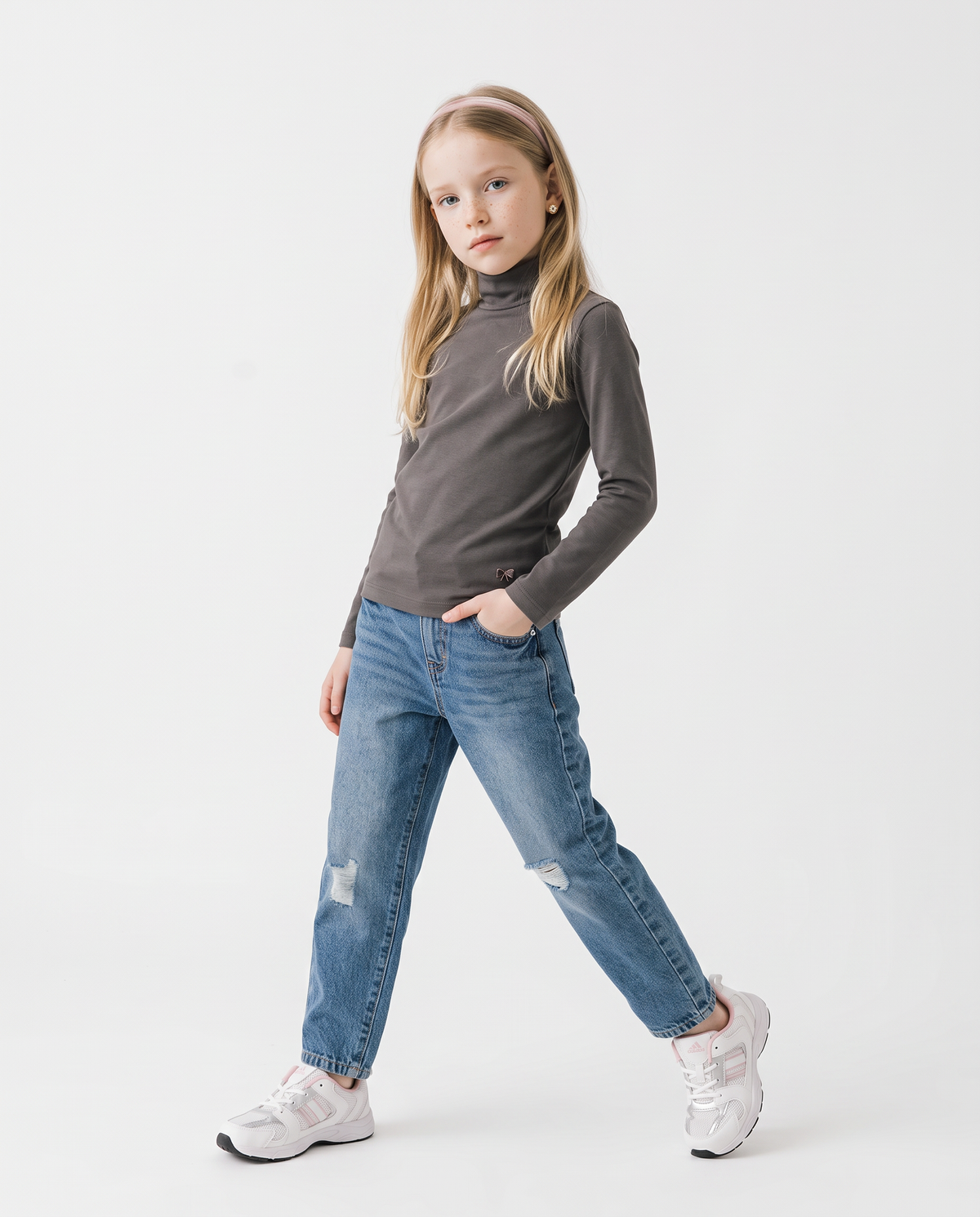 Long sleeve high neck T-shirt interlock - Grey