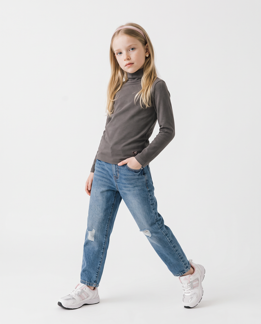 Long sleeve high neck T-shirt interlock - Grey