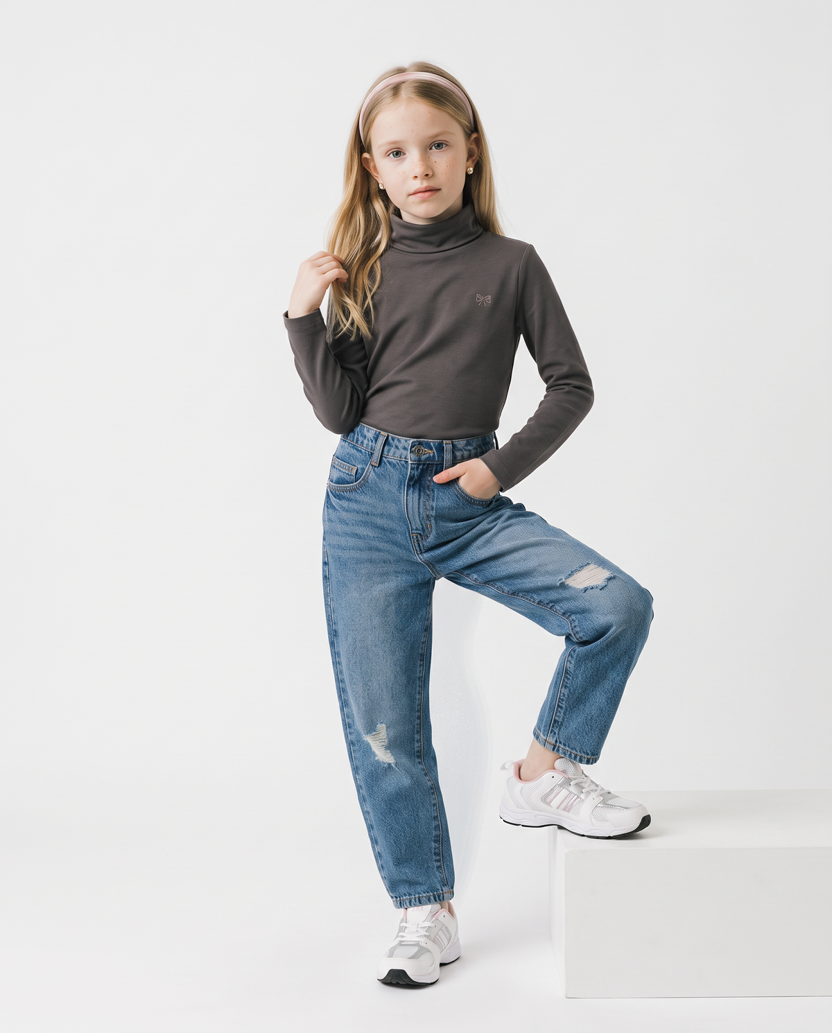 Long sleeve high neck T-shirt interlock - Grey