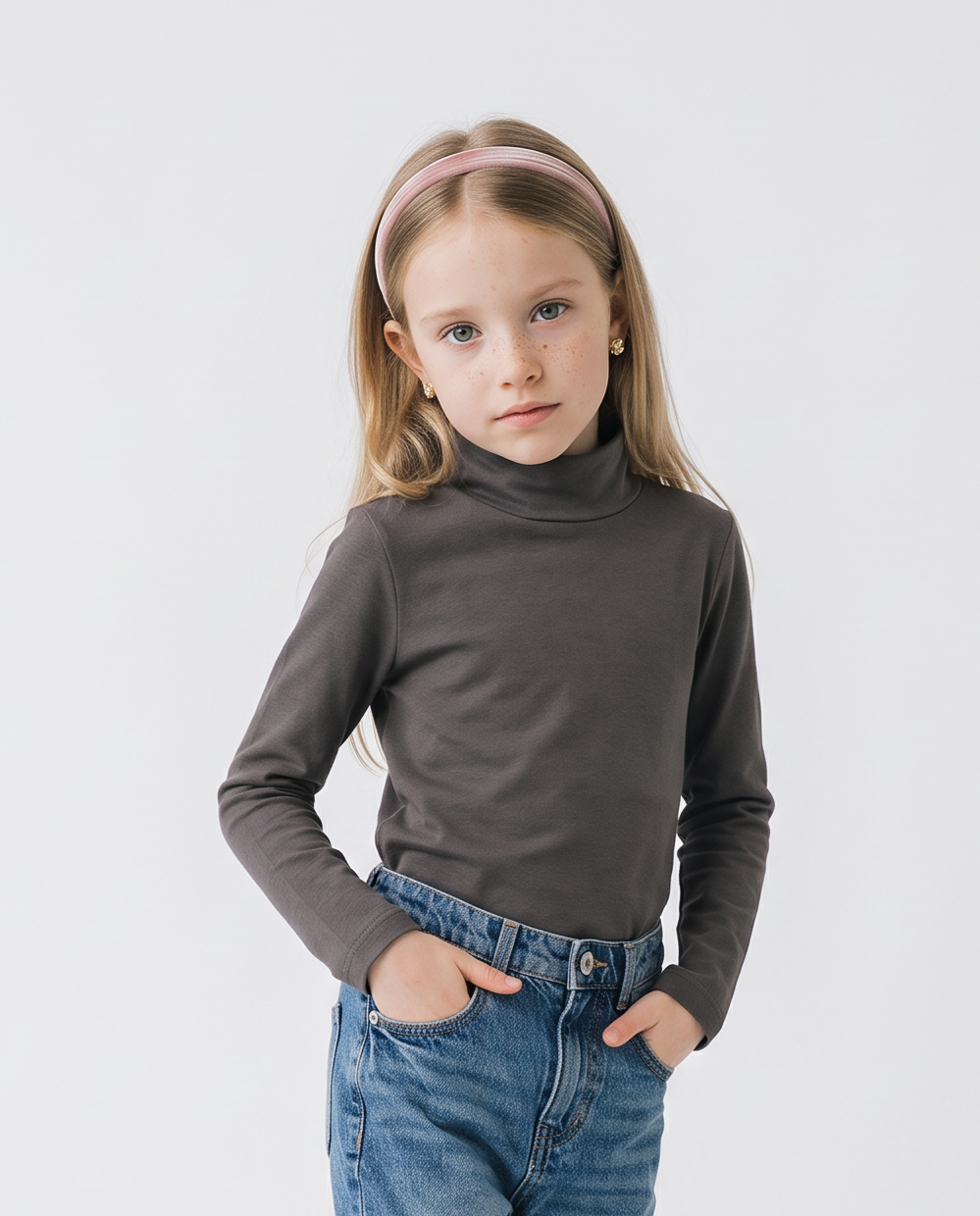 Long sleeve high neck T-shirt interlock - Grey