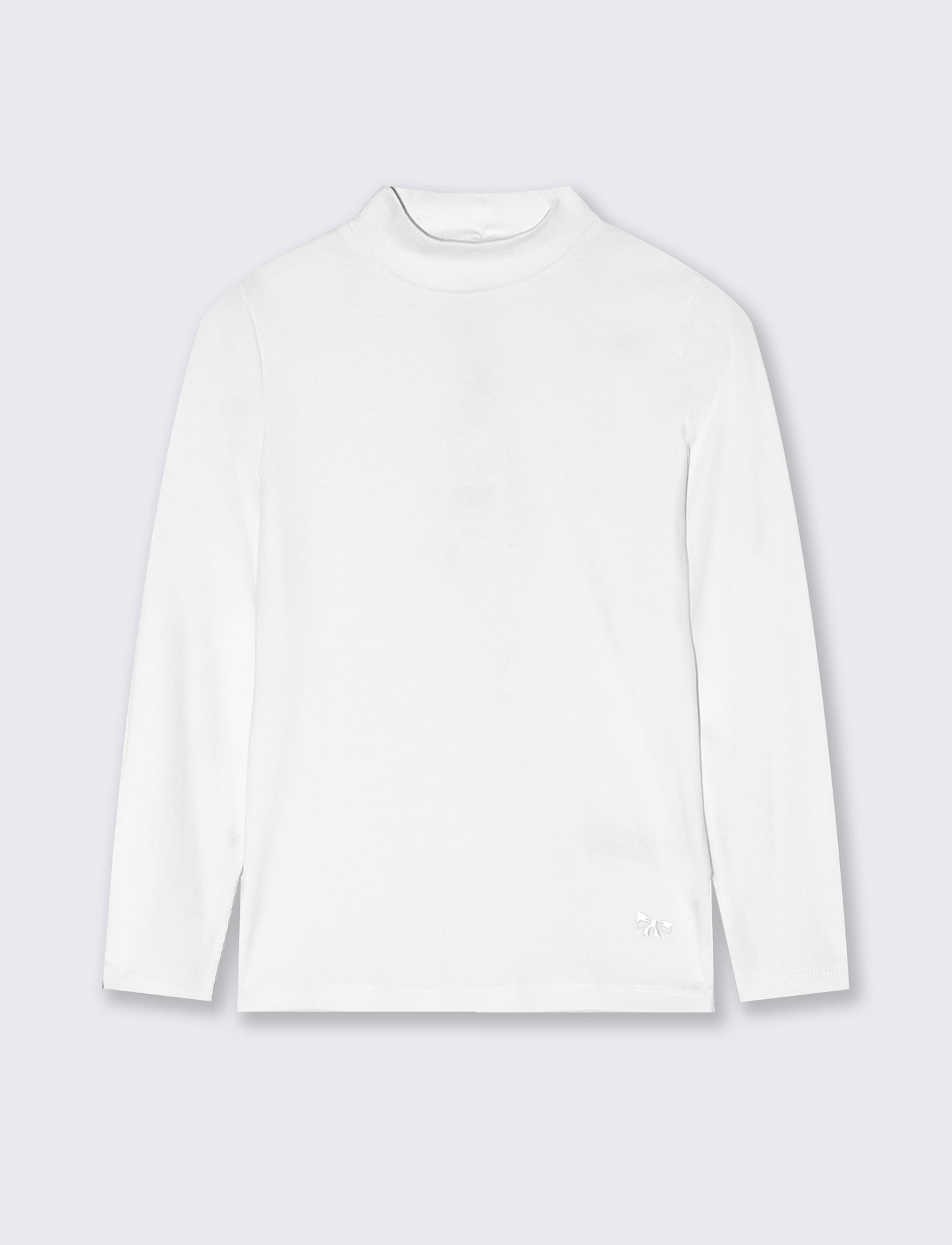Long sleeve mock neck T-shirt interlock - White