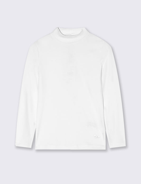 T-shirt mezzo collo manica lunga interlock - Bianco