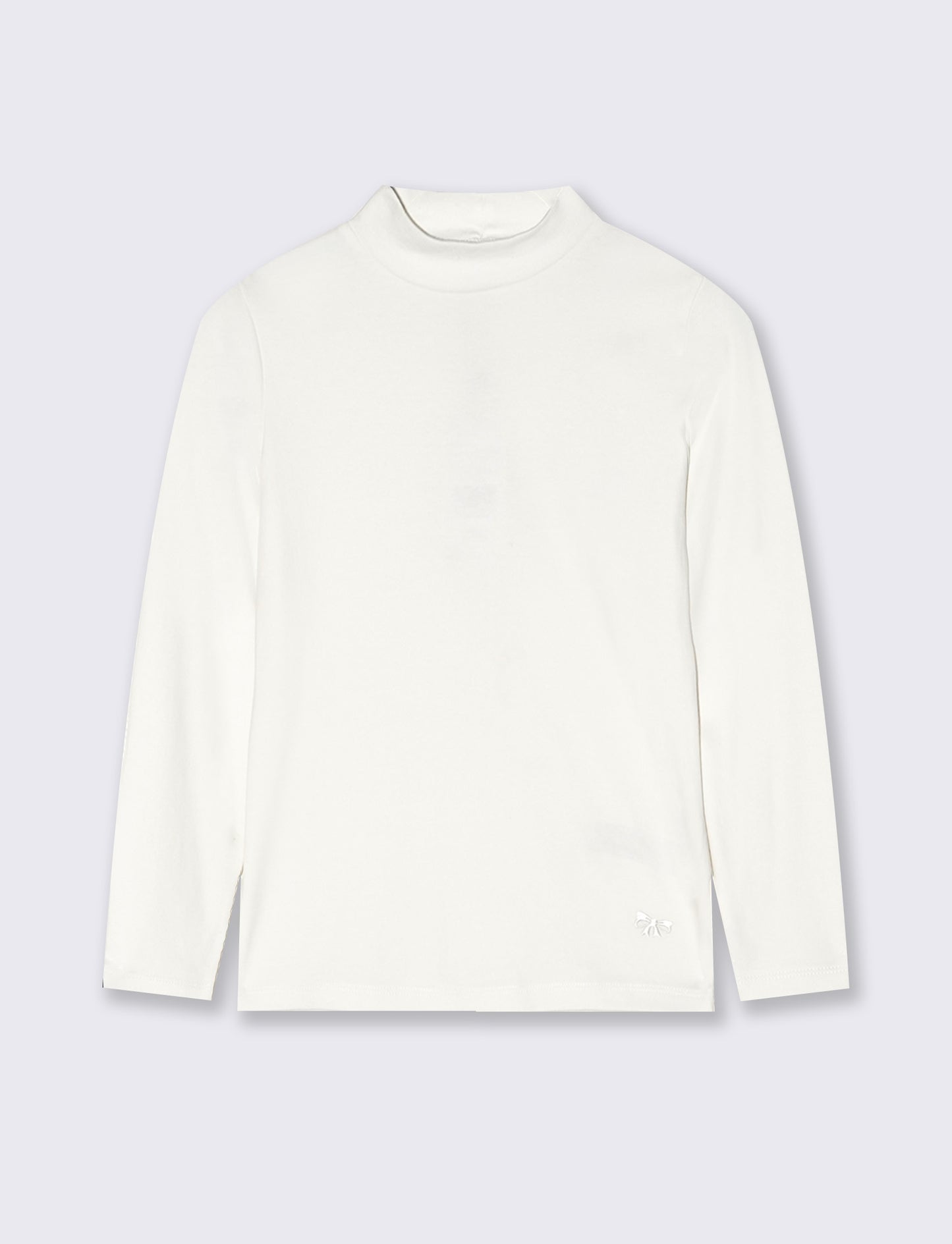Long sleeve mock neck T-shirt interlock - White
