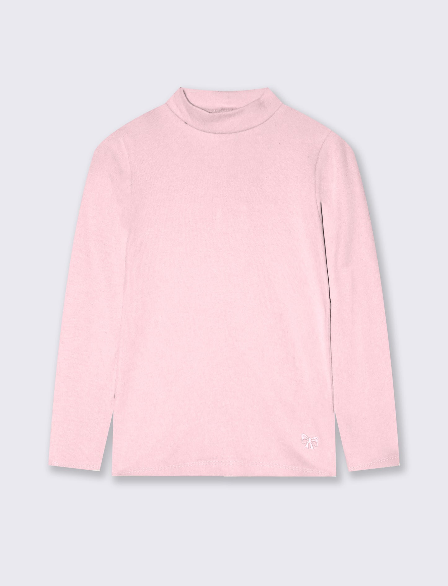 T-shirt mezzo collo manica lunga interlock - Rosa polvere