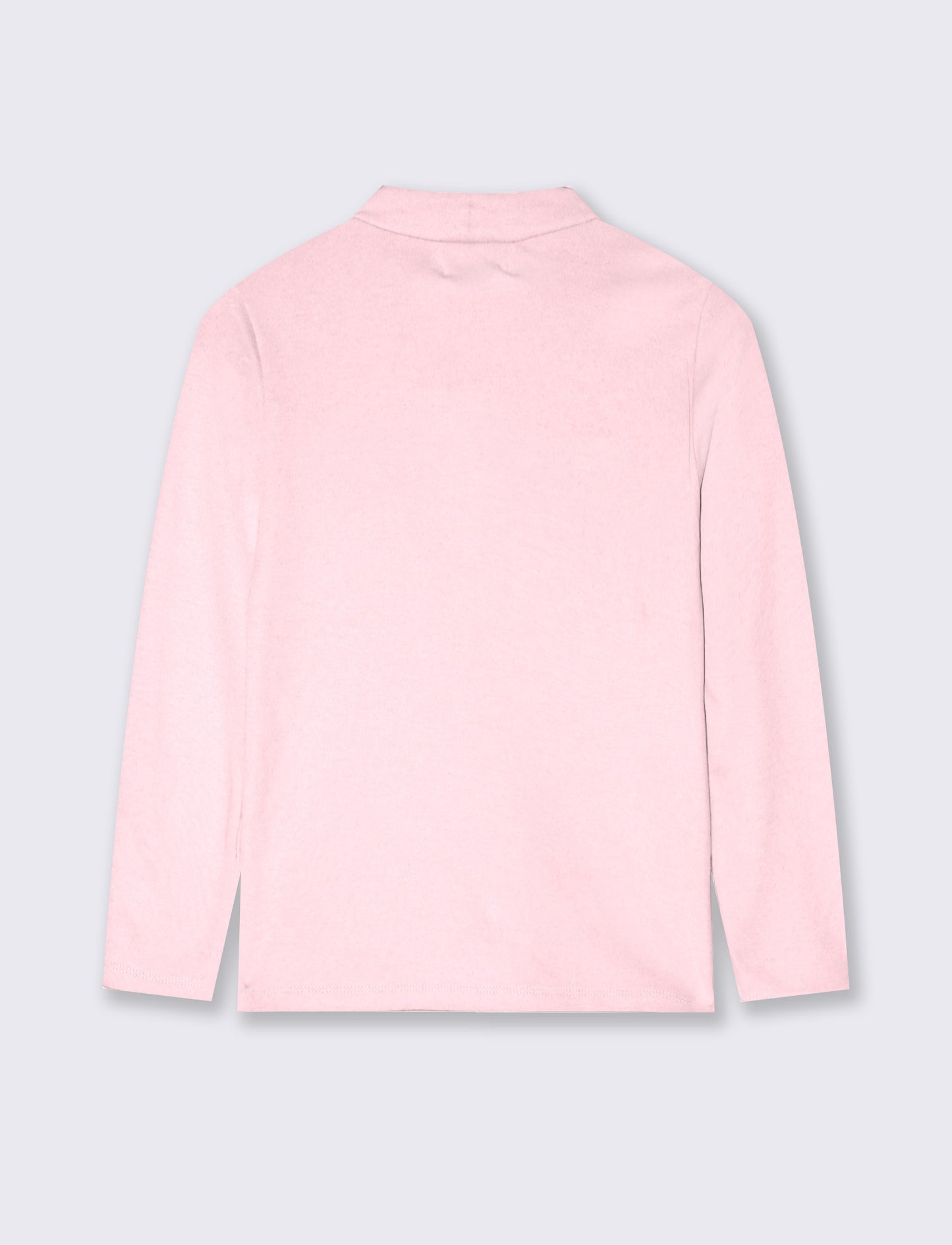 T-shirt mezzo collo manica lunga interlock - Rosa polvere