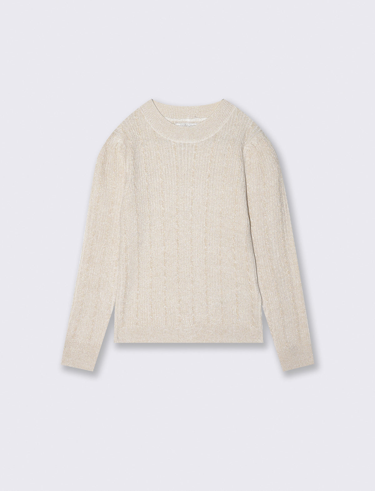 Long Sleeve Cable Knit Half Neck Sweater - White