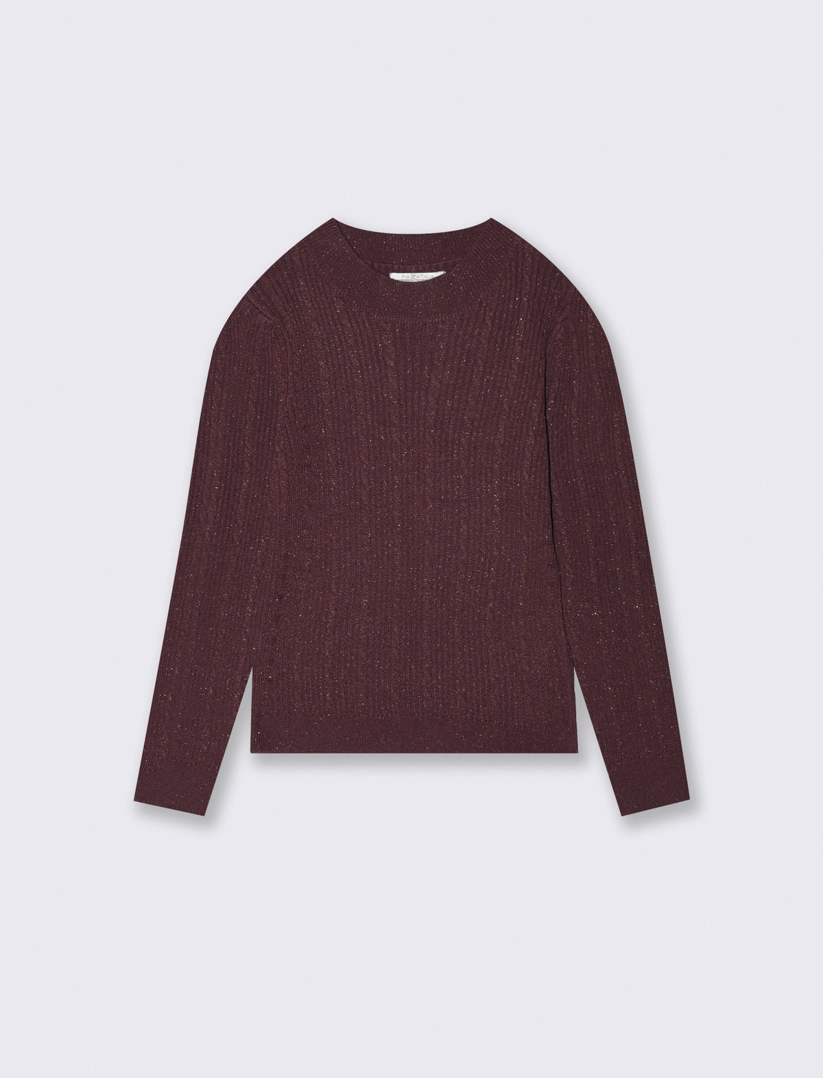 Maglia trecce manica lunga mezzo collo - Bordeaux