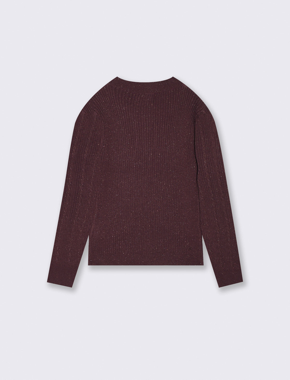 Maglia trecce manica lunga mezzo collo - Bordeaux