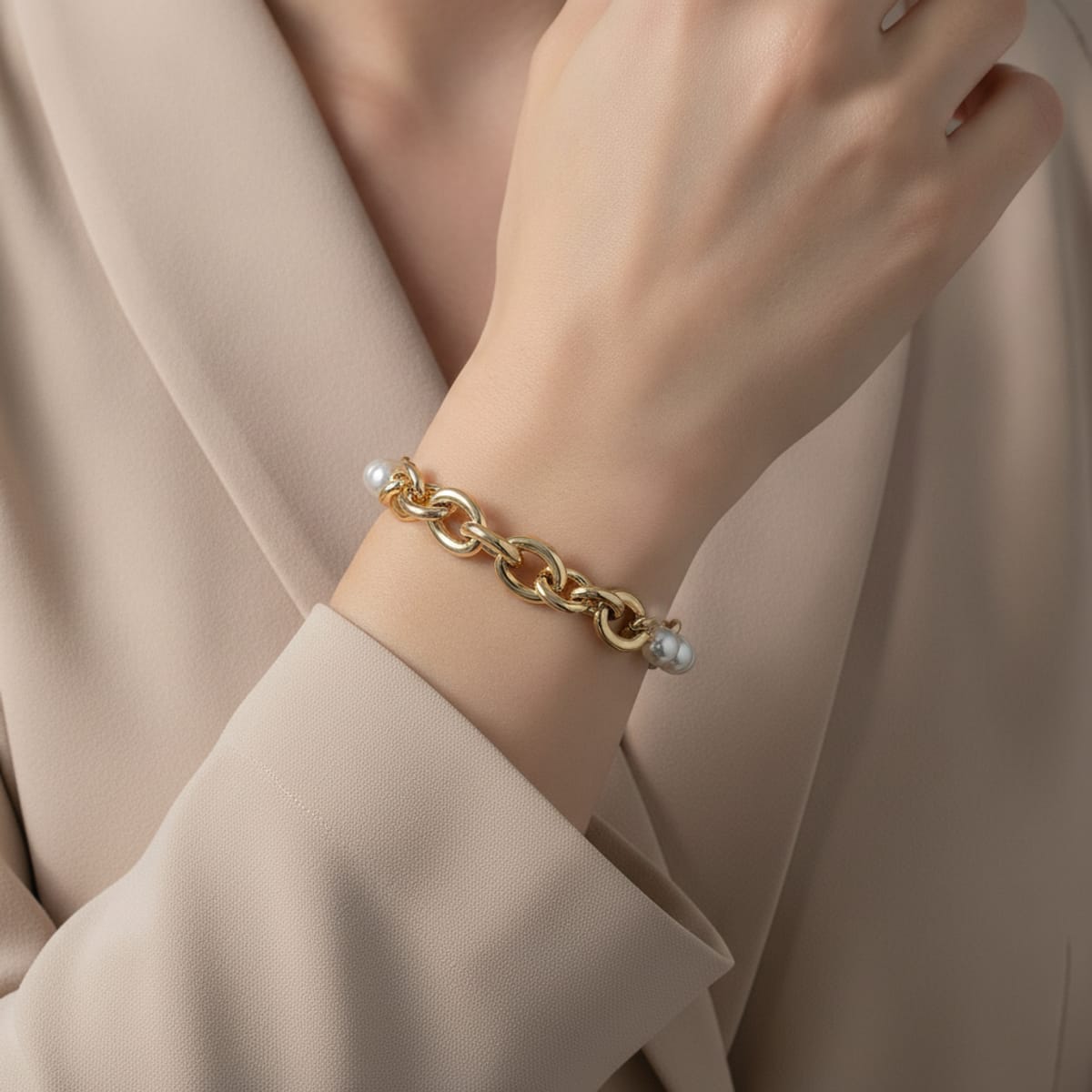 Bracciale in catena con perle eleganti - Oro