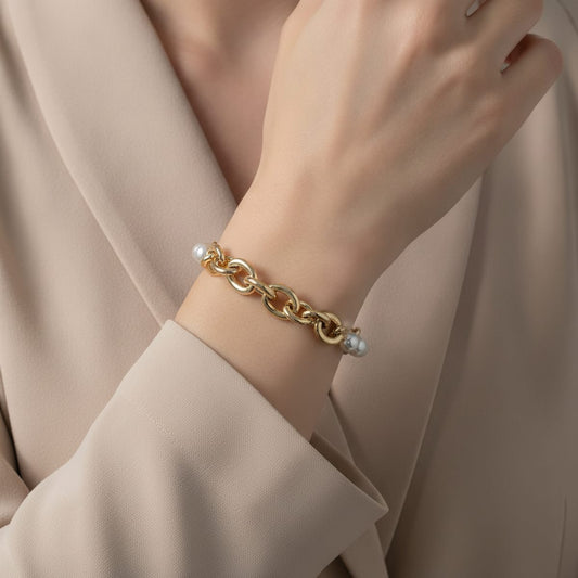 Bracciale in catena con perle eleganti - Oro